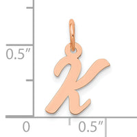 14k Rose Gold Small Script Letter K Initial Charm-YC658RK