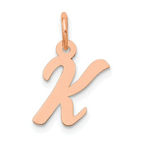 14k Rose Gold Small Script Letter K Initial Charm-YC658RK