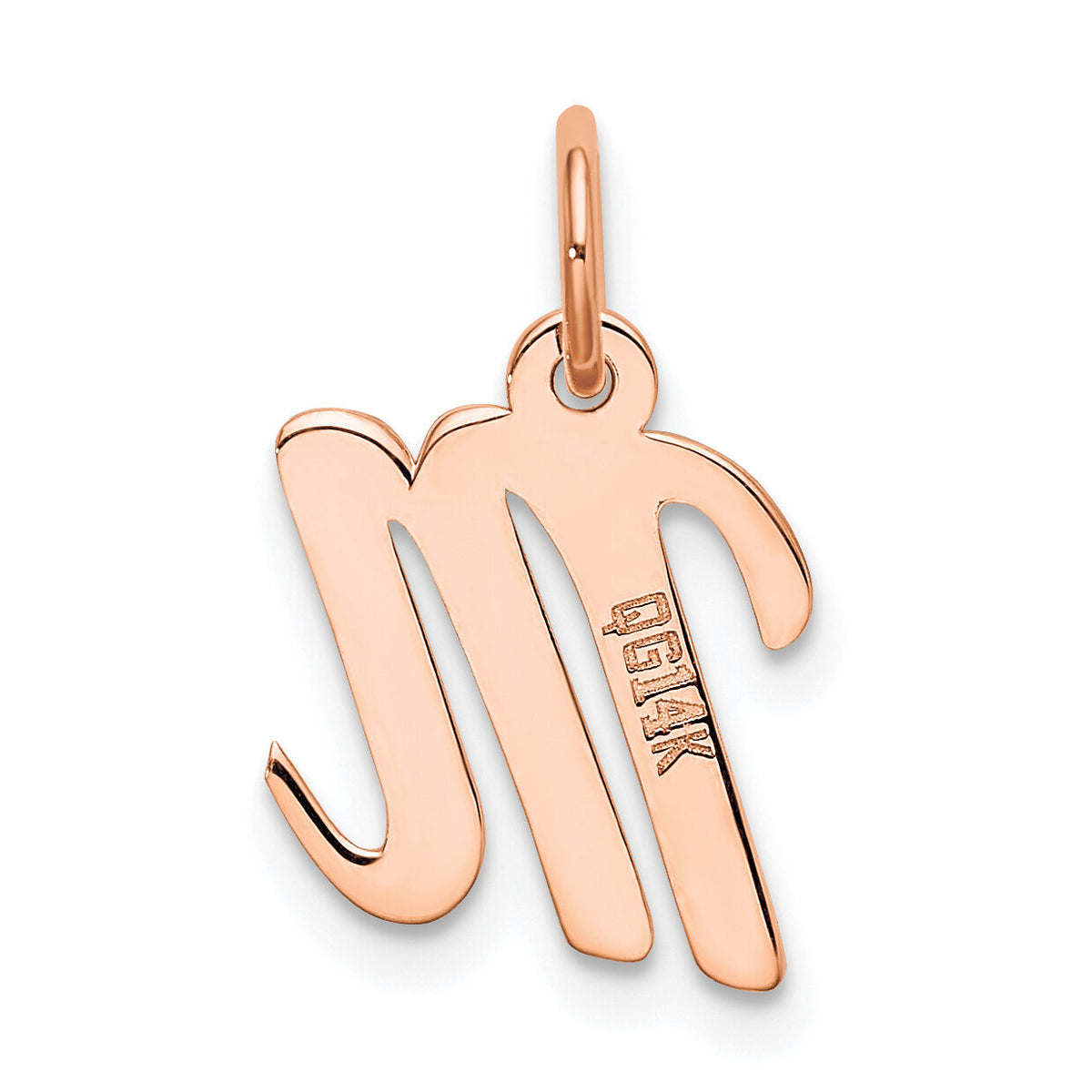 14k Rose Gold Small Script Letter M Initial Charm-YC658RM