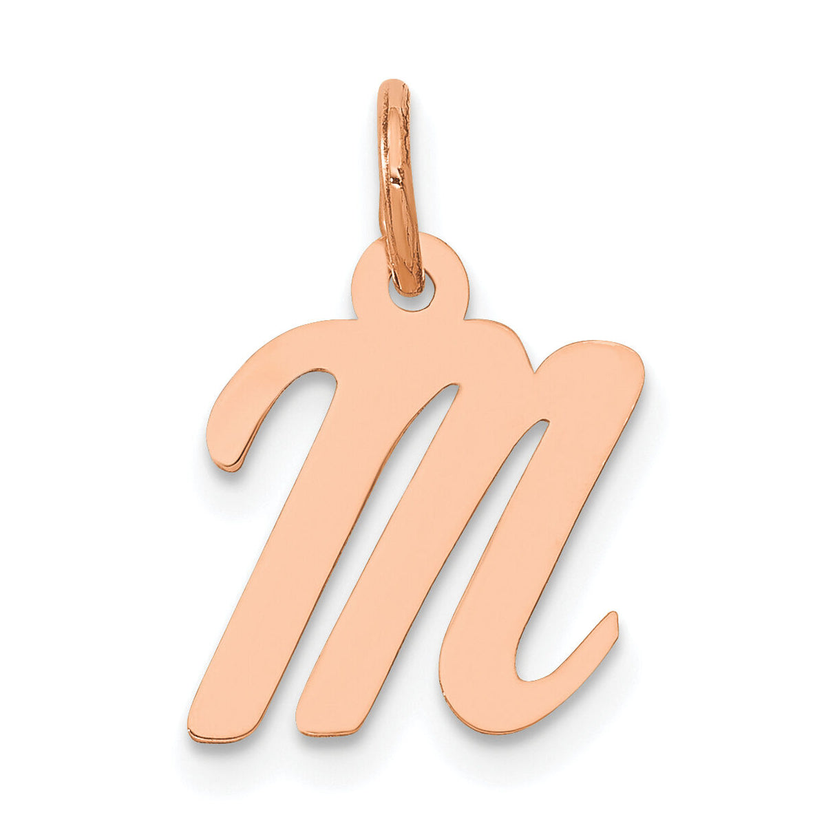 14k Rose Gold Small Script Letter M Initial Charm-YC658RM