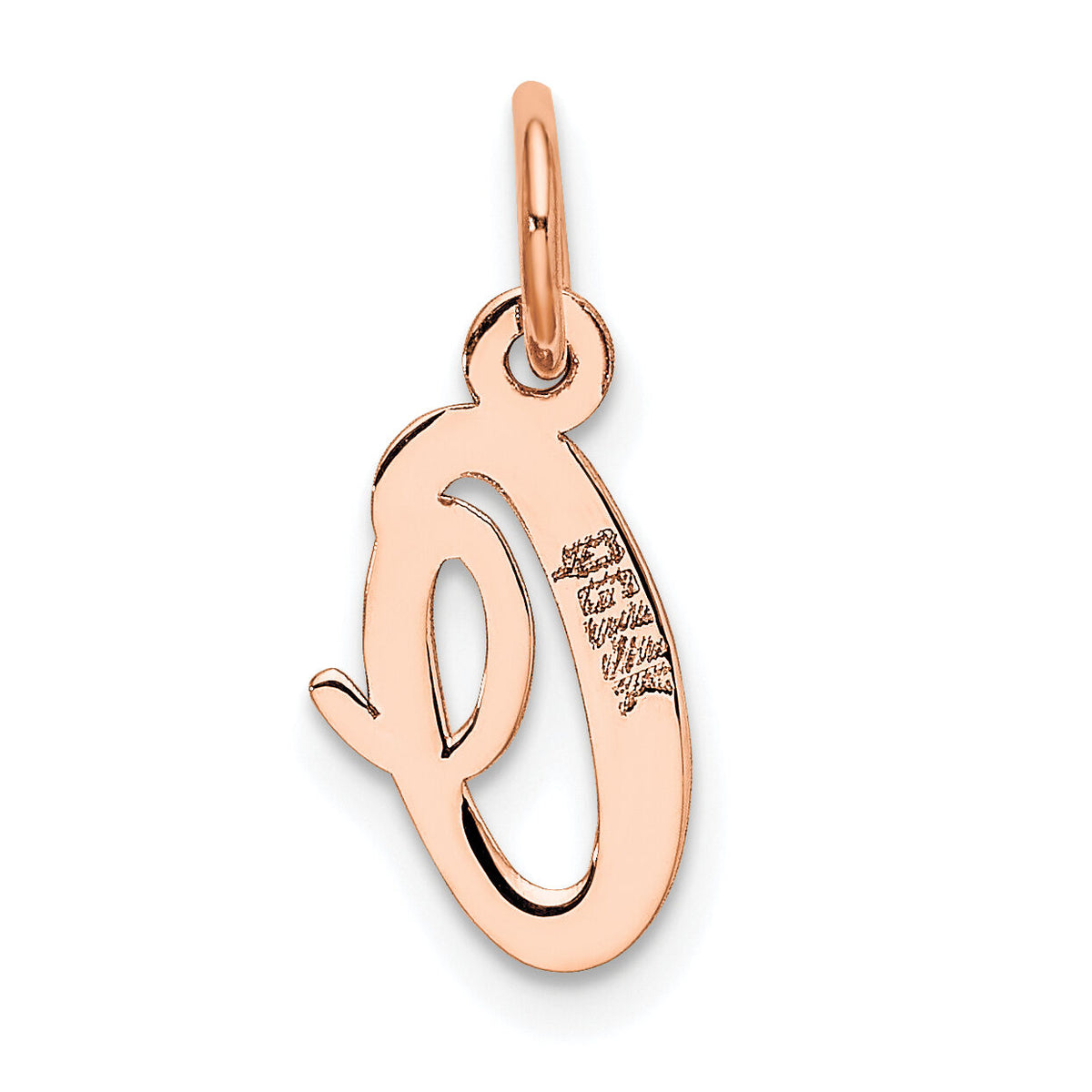 14k Rose Gold Small Script Letter O Initial Charm-YC658RO