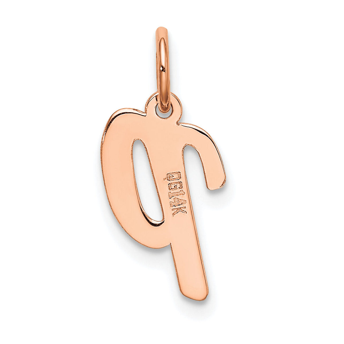 14k Rose Gold Small Script Letter P Initial Charm-YC658RP