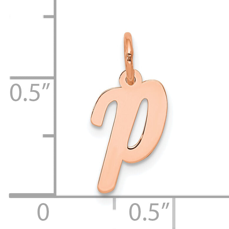 14k Rose Gold Small Script Letter P Initial Charm-YC658RP