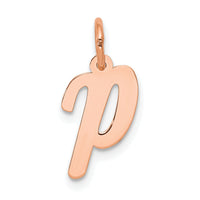 14k Rose Gold Small Script Letter P Initial Charm-YC658RP