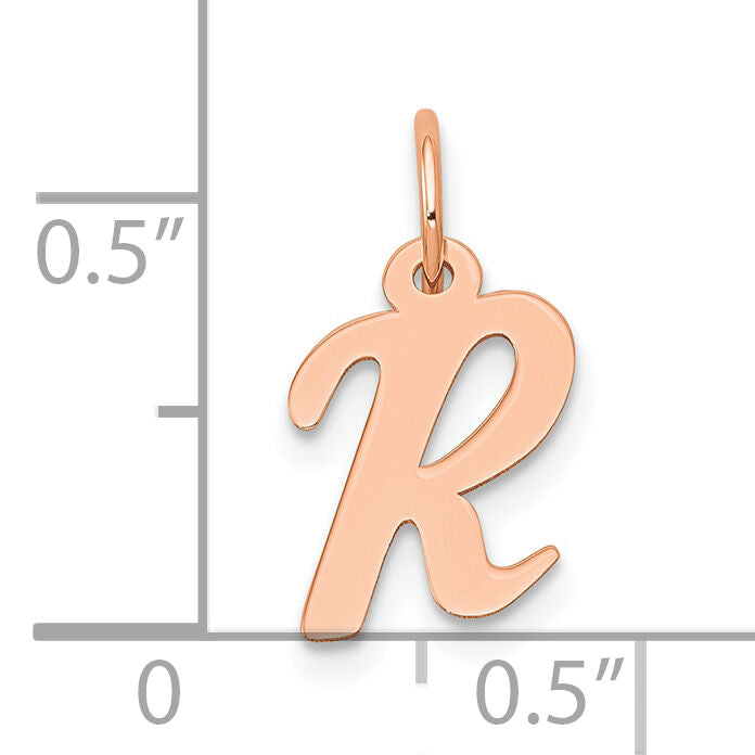 14k Rose Gold Small Script Letter R Initial Charm-YC658RR