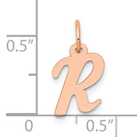 14k Rose Gold Small Script Letter R Initial Charm-YC658RR