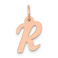 14k Rose Gold Small Script Letter R Initial Charm-YC658RR