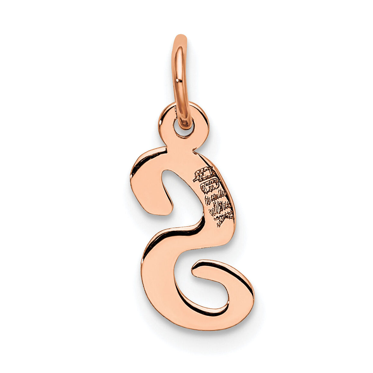 14k Rose Gold Small Script Letter S Initial Charm-YC658RS