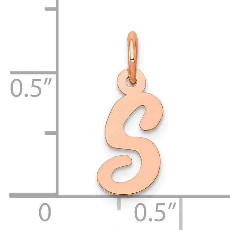14k Rose Gold Small Script Letter S Initial Charm-YC658RS