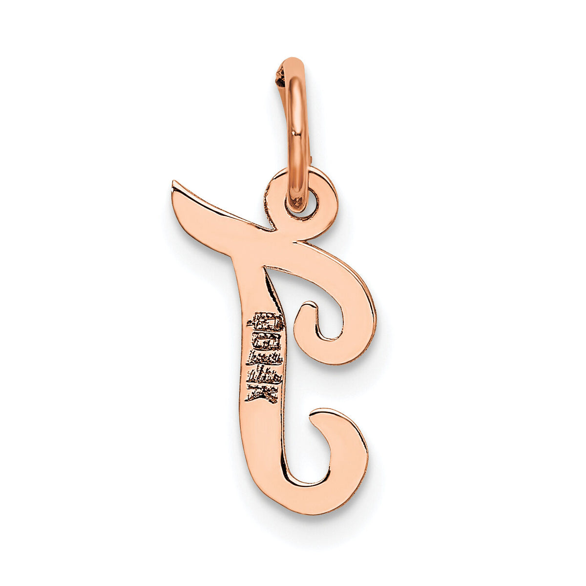 14k Rose Gold Small Script Letter T Initial Charm-YC658RT