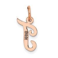 14k Rose Gold Small Script Letter T Initial Charm-YC658RT