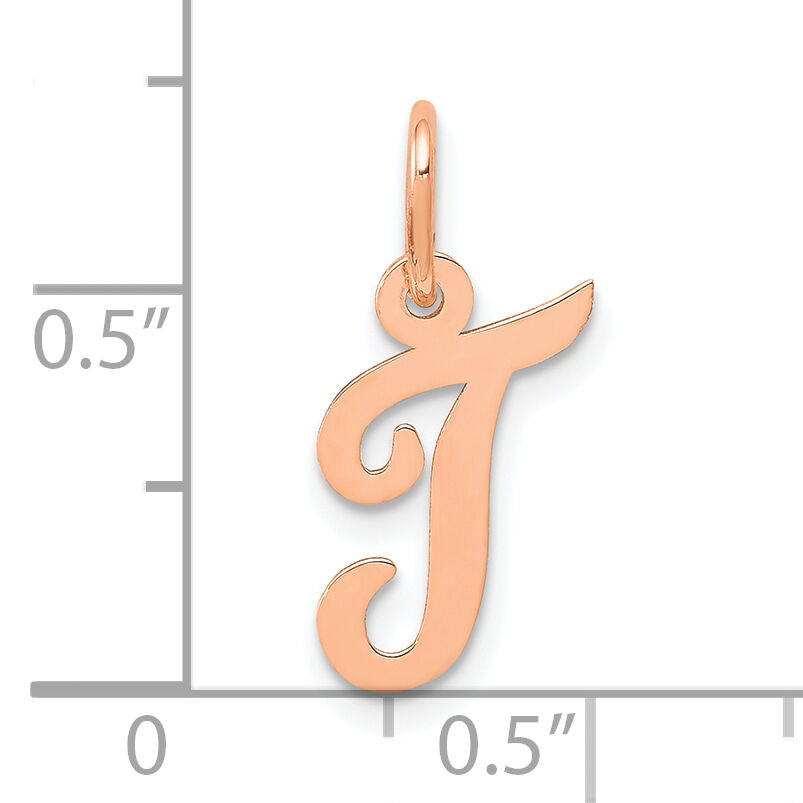 14k Rose Gold Small Script Letter T Initial Charm-YC658RT
