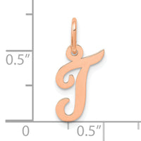 14k Rose Gold Small Script Letter T Initial Charm-YC658RT