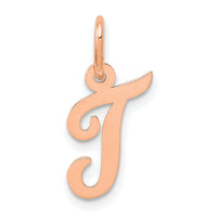 14k Rose Gold Small Script Letter T Initial Charm-YC658RT