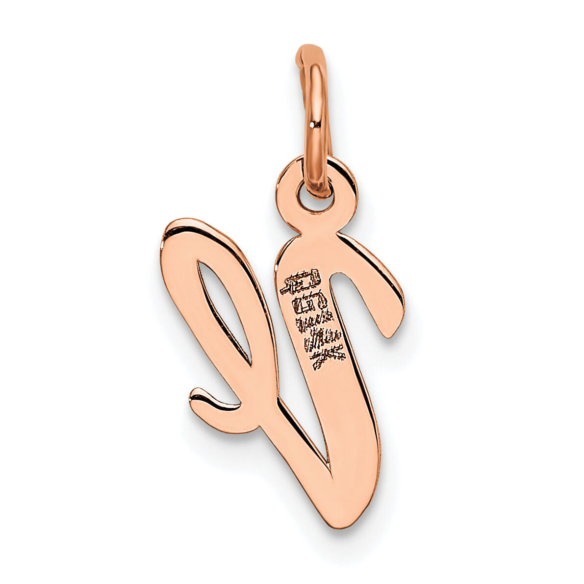 14k Rose Gold Small Script Letter V Initial Charm-YC658RV