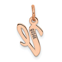 14k Rose Gold Small Script Letter V Initial Charm-YC658RV