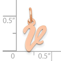 14k Rose Gold Small Script Letter V Initial Charm-YC658RV