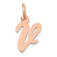 14k Rose Gold Small Script Letter V Initial Charm-YC658RV