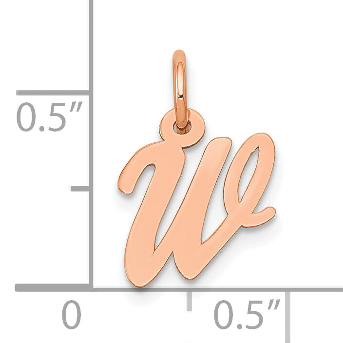 14k Rose Gold Small Script Letter W Initial Charm-YC658RW