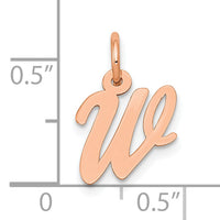 14k Rose Gold Small Script Letter W Initial Charm-YC658RW