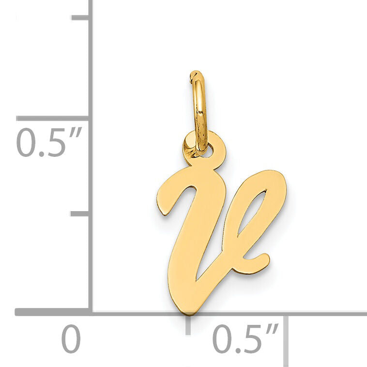 14k Small Script Letter V Initial Charm-YC658V
