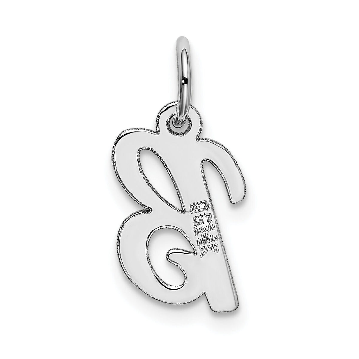 14k White Gold Small Script Letter B Initial Charm-YC659B