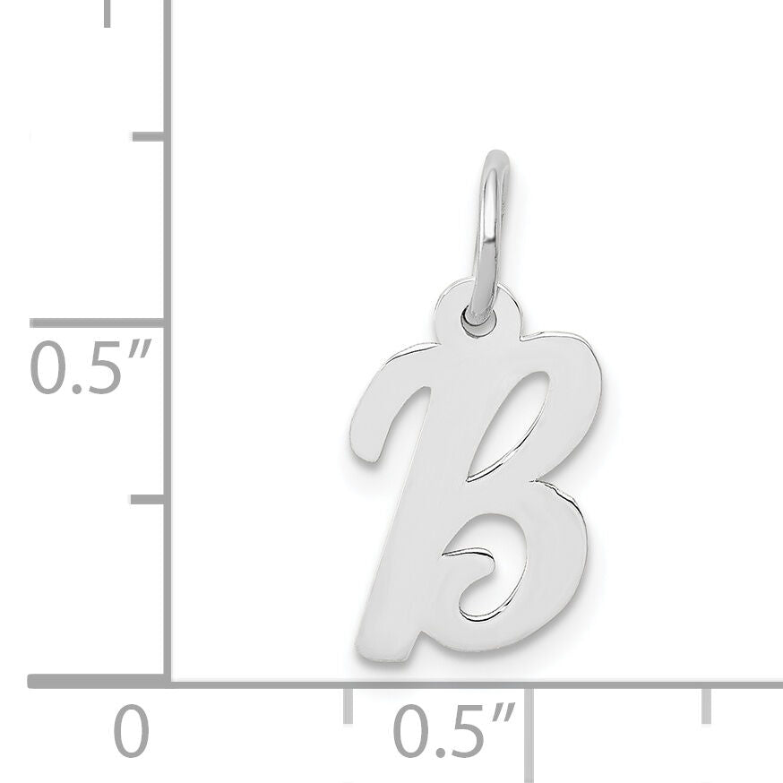 14k White Gold Small Script Letter B Initial Charm-YC659B
