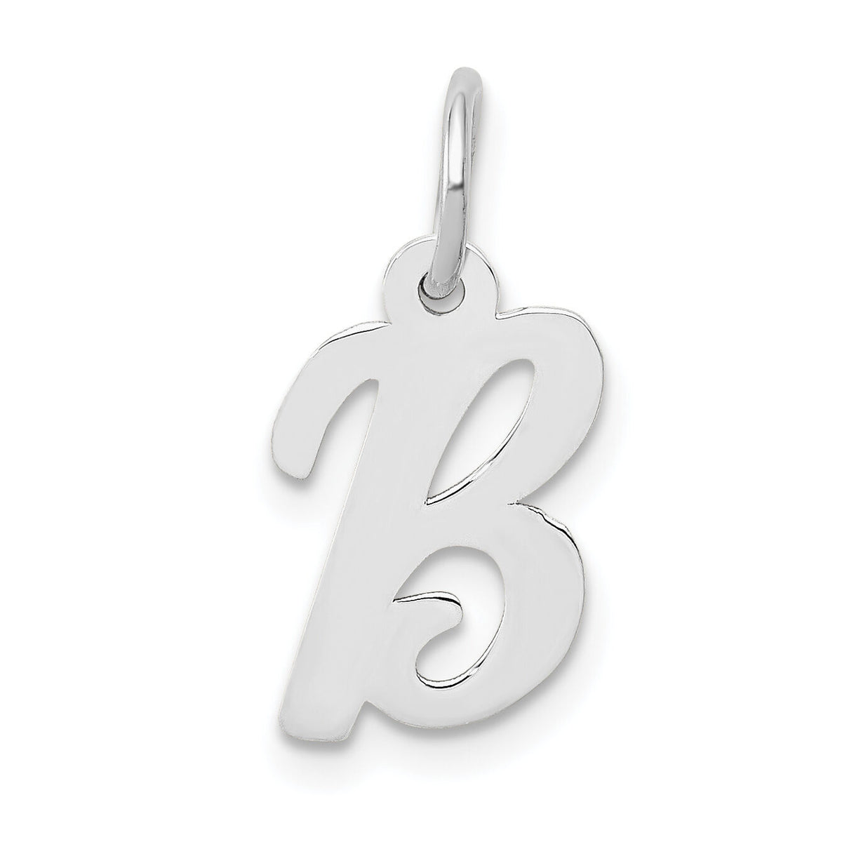 14k White Gold Small Script Letter B Initial Charm-YC659B