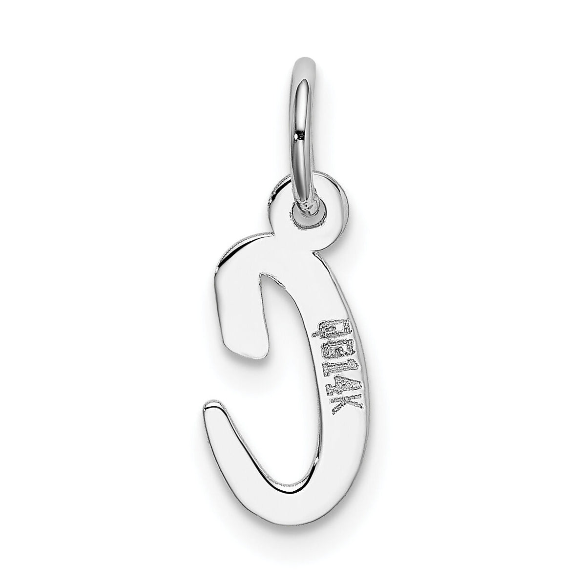 14k White Gold Small Script Letter C Initial Charm-YC659C