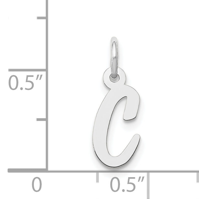 14k White Gold Small Script Letter C Initial Charm-YC659C