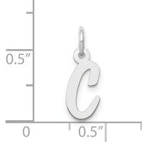 14k White Gold Small Script Letter C Initial Charm-YC659C