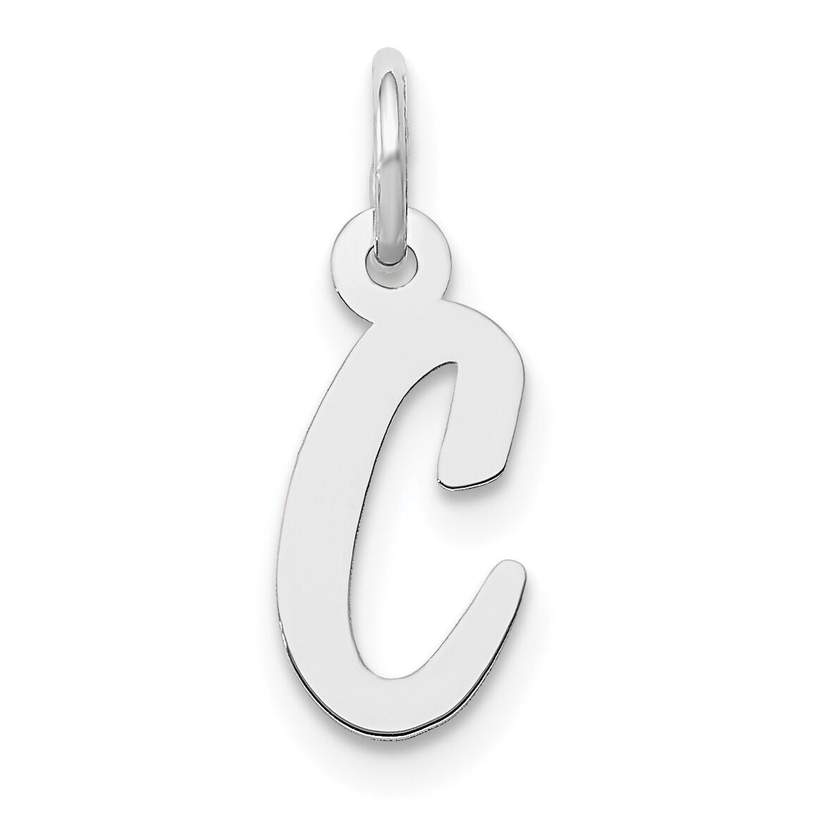14k White Gold Small Script Letter C Initial Charm-YC659C