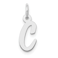14k White Gold Small Script Letter C Initial Charm-YC659C