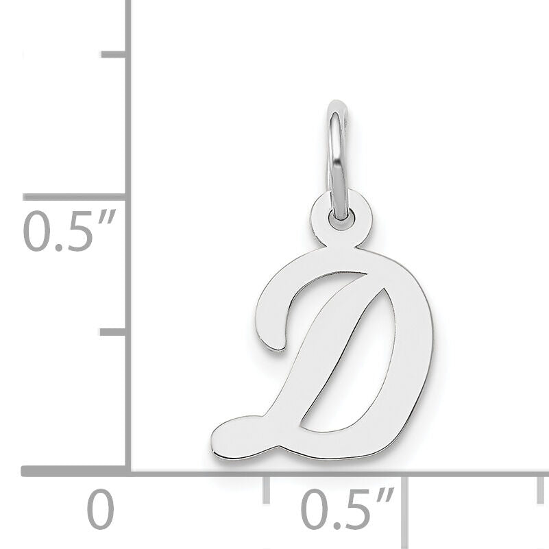 14k White Gold Small Script Letter D Initial Charm-YC659D