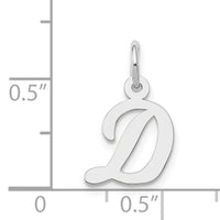 14k White Gold Small Script Letter D Initial Charm-YC659D