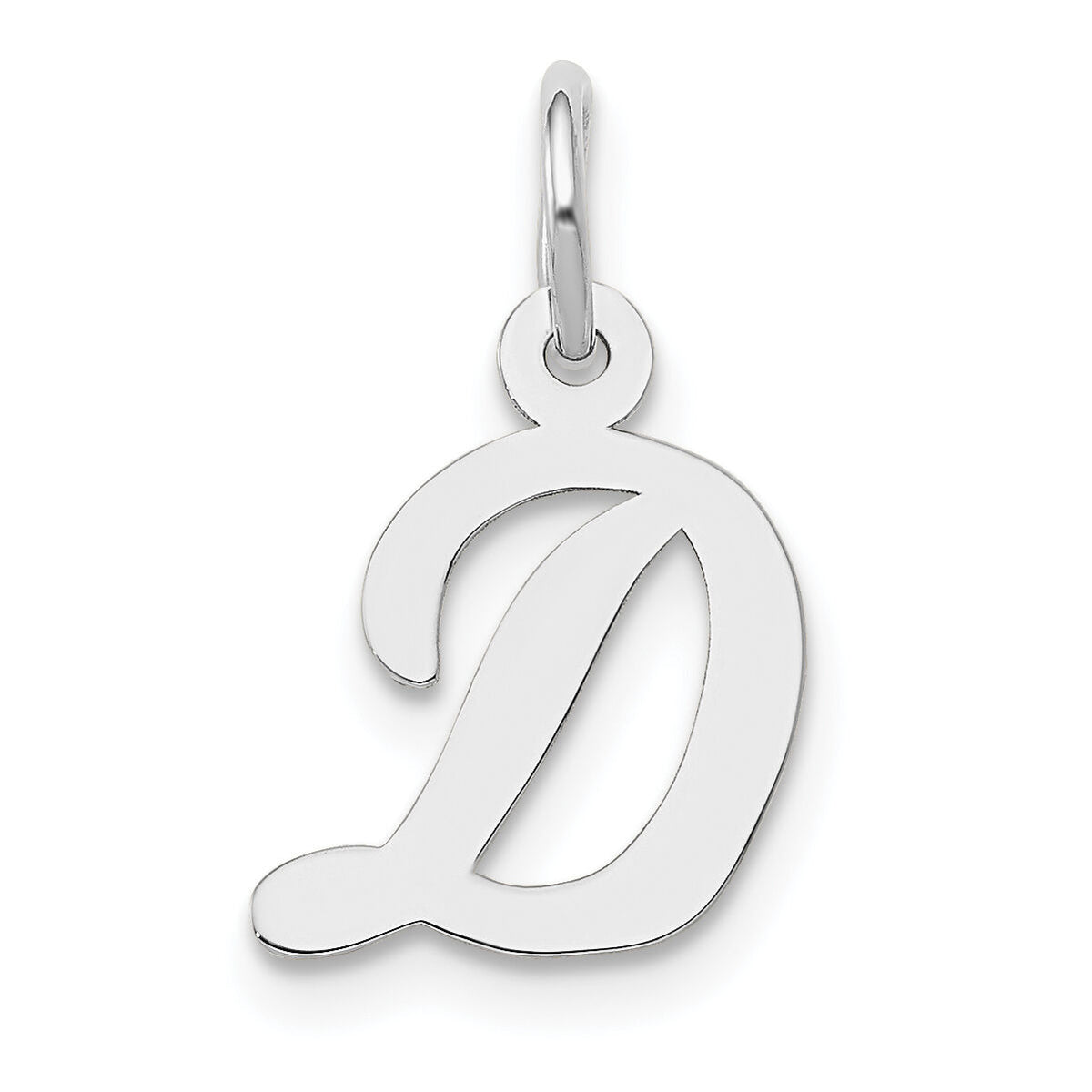 14k White Gold Small Script Letter D Initial Charm-YC659D