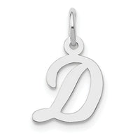 14k White Gold Small Script Letter D Initial Charm-YC659D