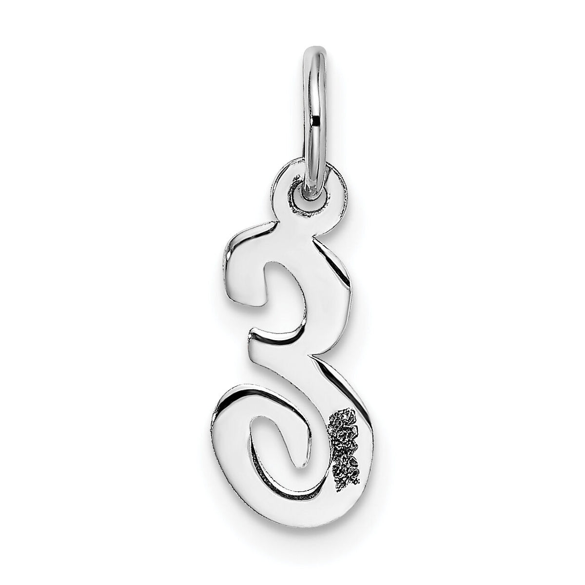 14k White Gold Small Script Letter E Initial Charm-YC659E