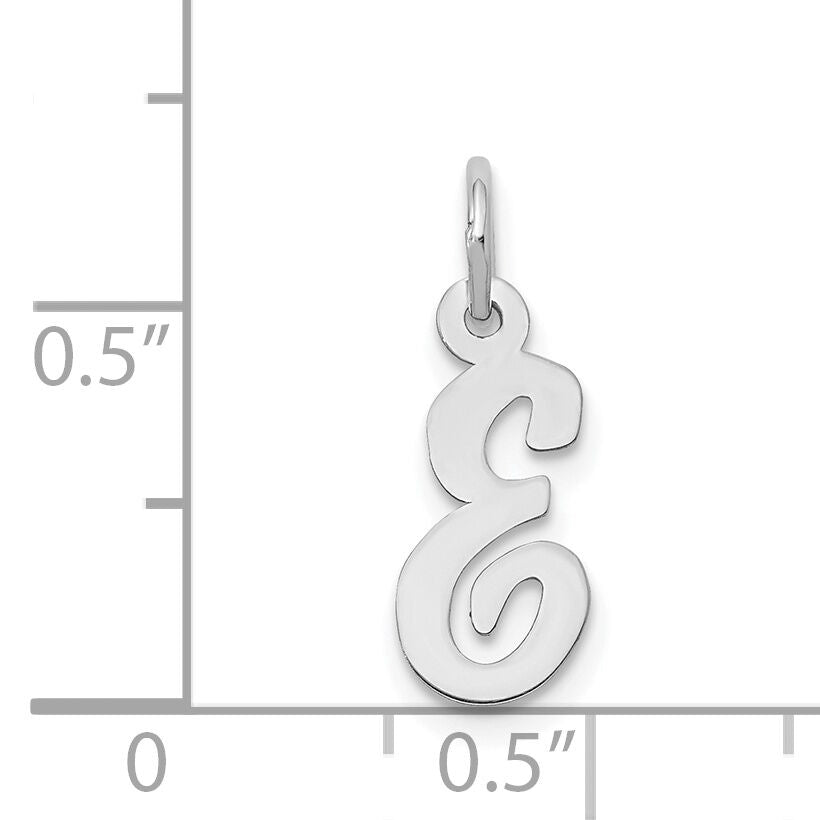 14k White Gold Small Script Letter E Initial Charm-YC659E
