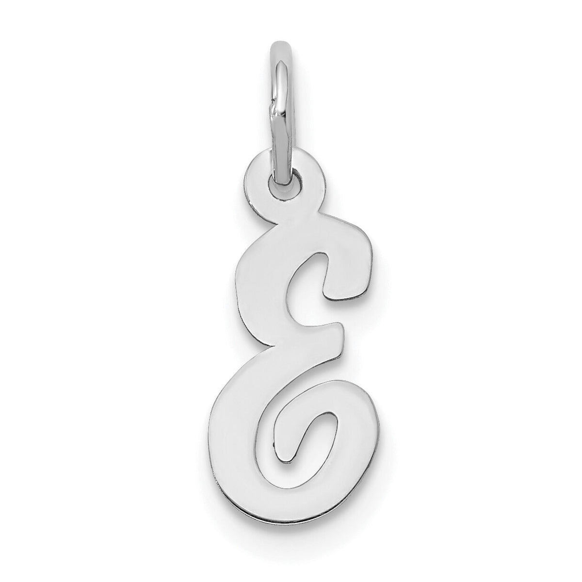 14k White Gold Small Script Letter E Initial Charm-YC659E