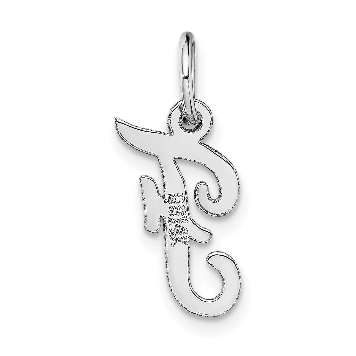 14k White Gold Small Script Letter F Initial Charm-YC659F