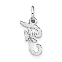 14k White Gold Small Script Letter F Initial Charm-YC659F