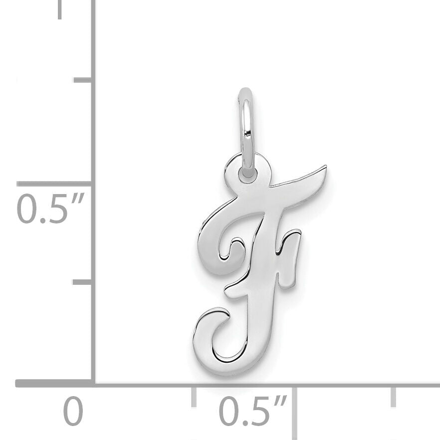 14k White Gold Small Script Letter F Initial Charm-YC659F