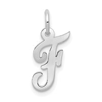 14k White Gold Small Script Letter F Initial Charm-YC659F