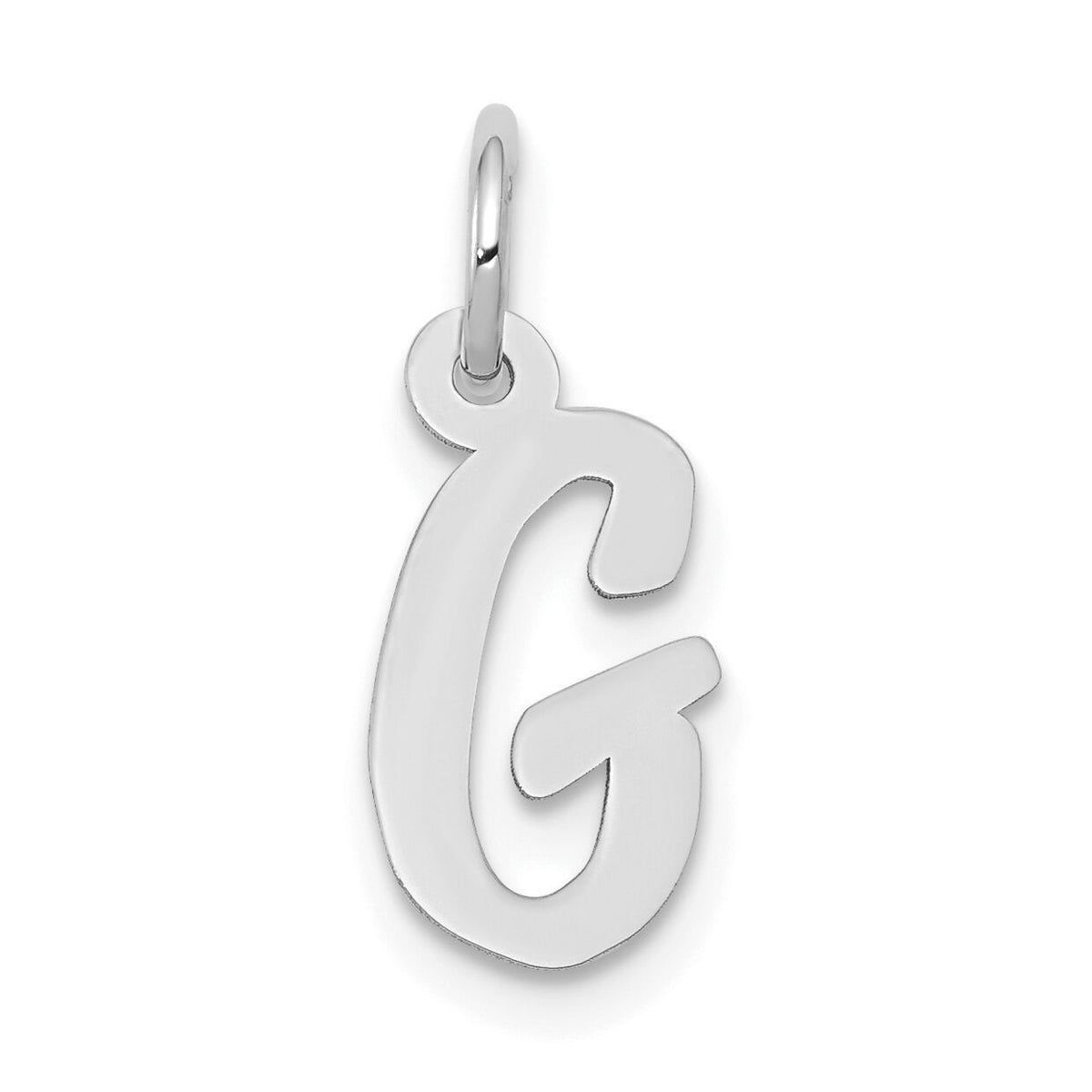 14k White Gold Small Script Letter G Initial Charm-YC659G