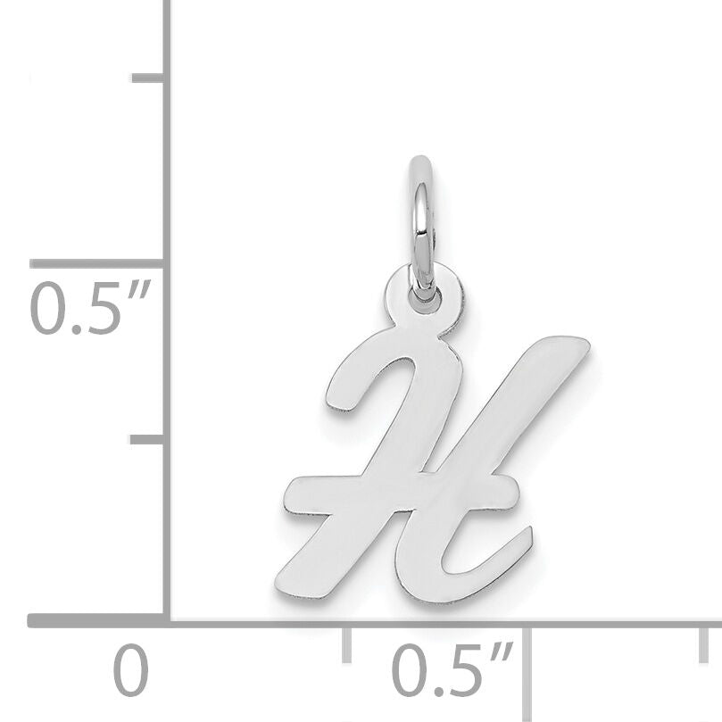 14k White Gold Small Script Letter H Initial Charm-YC659H