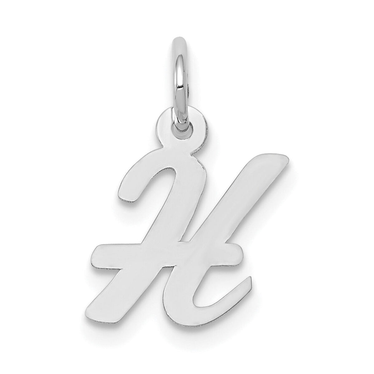 14k White Gold Small Script Letter H Initial Charm-YC659H