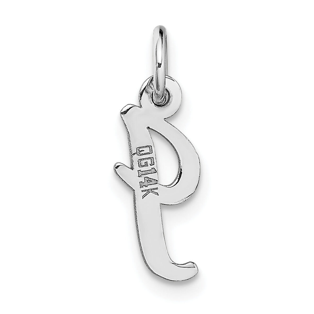 14k White Gold Small Script Letter I Initial Charm-YC659I