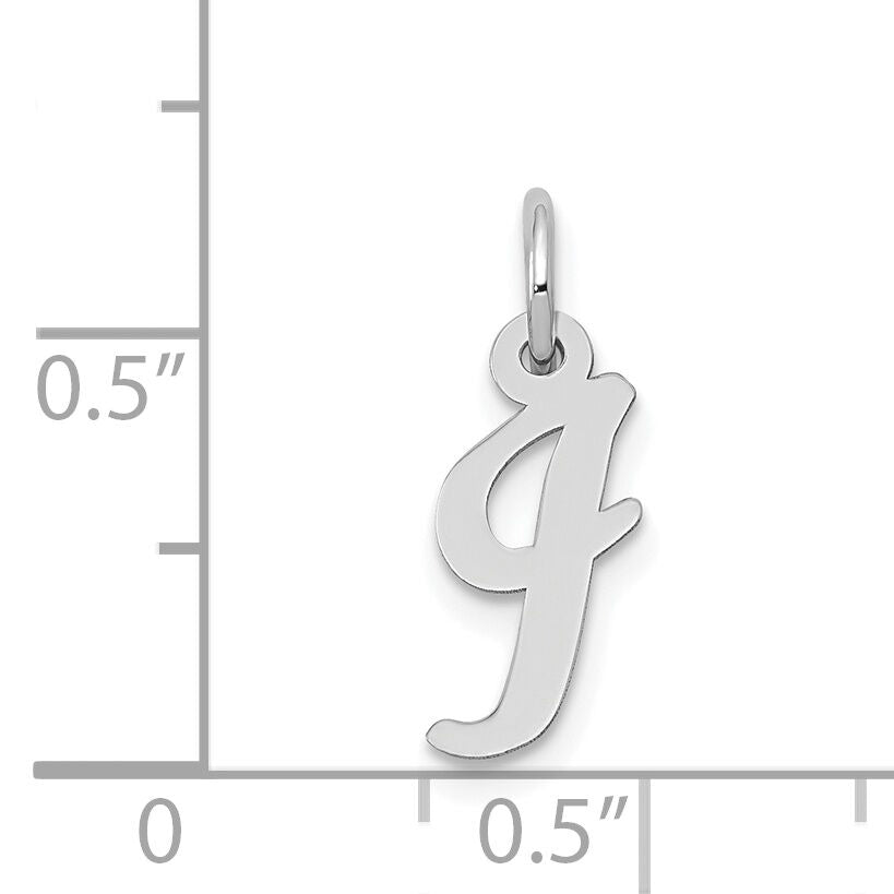 14k White Gold Small Script Letter I Initial Charm-YC659I