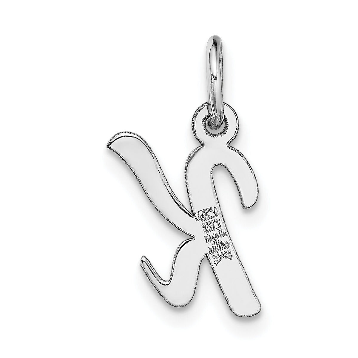 14k White Gold Small Script Letter K Initial Charm-YC659K